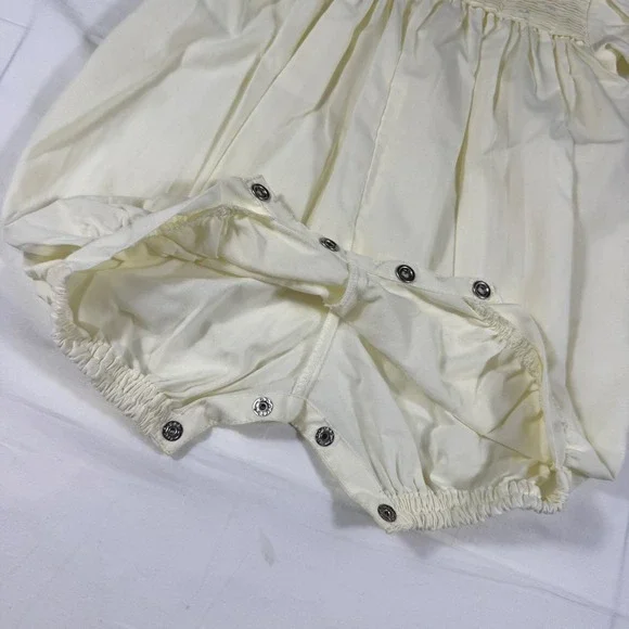 Petit Ami Bubble Romper Girls 6M Vintage Yellow Smocked Floral Embroidered - Picture 8 of 11